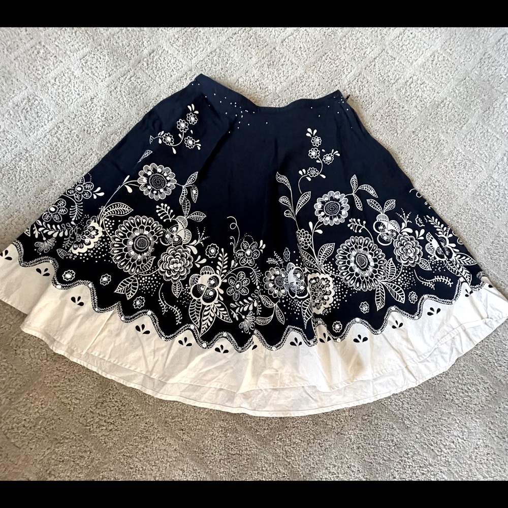 Limited Too Navy Embroidered Skirt - Size 10